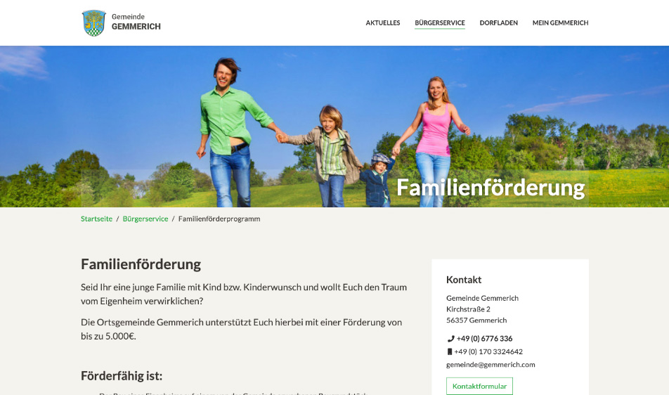 Typo3 Website für die Gemeinde Gemmerich